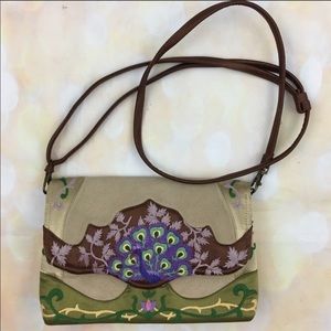 J Peterman Peacock suede purse